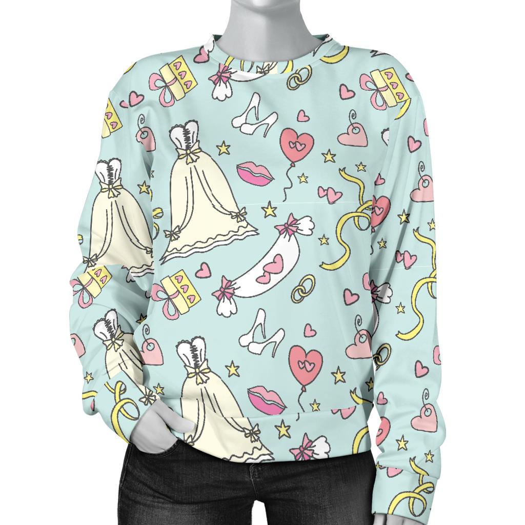 Wedding Pastel Pattern Print Women's Sweatshirt-grizzshop