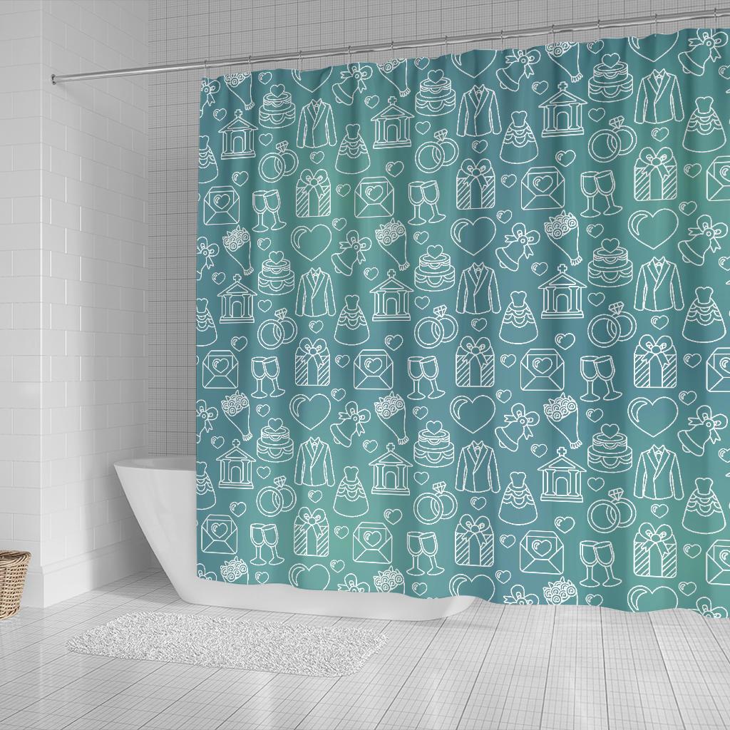 Wedding Pattern Print Bathroom Shower Curtain-grizzshop