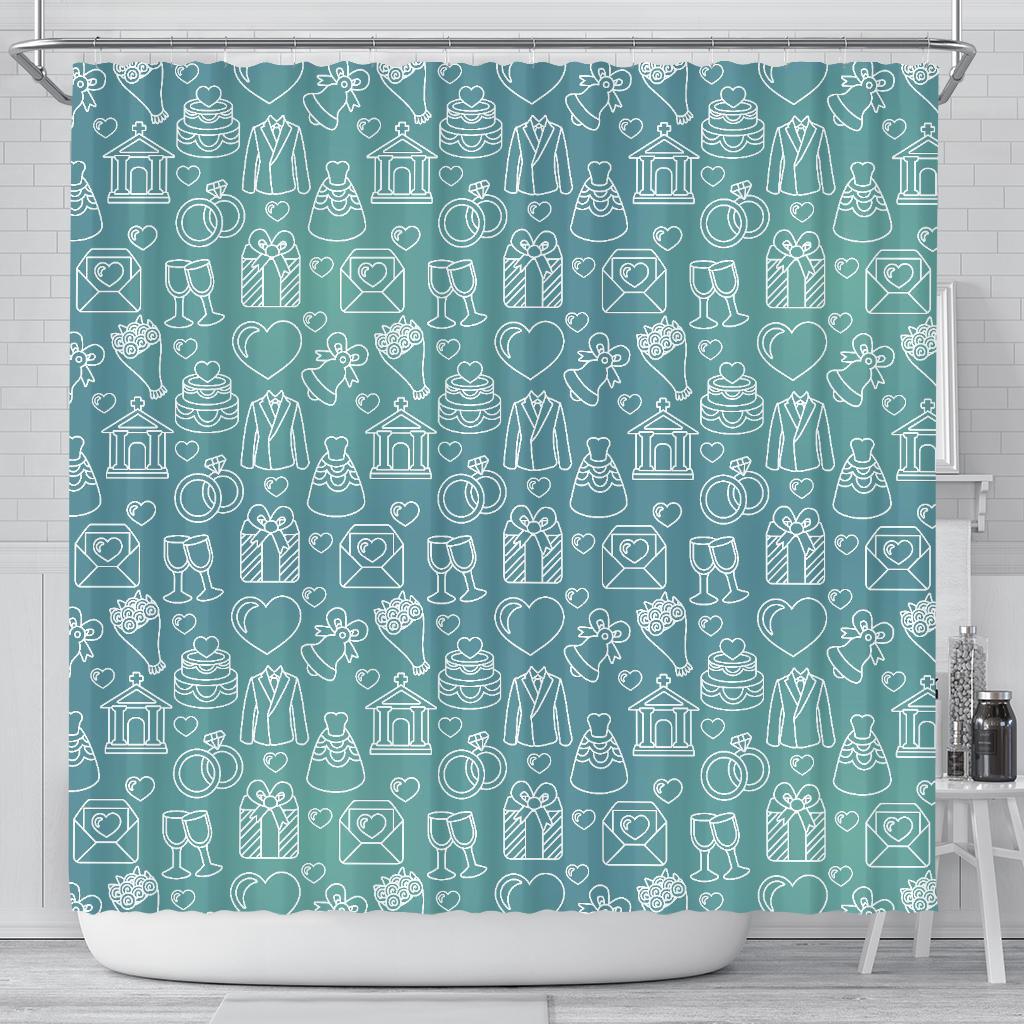 Wedding Pattern Print Bathroom Shower Curtain-grizzshop