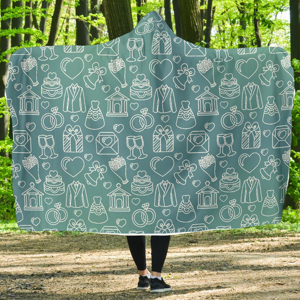 Wedding Pattern Print Hooded Blanket-grizzshop