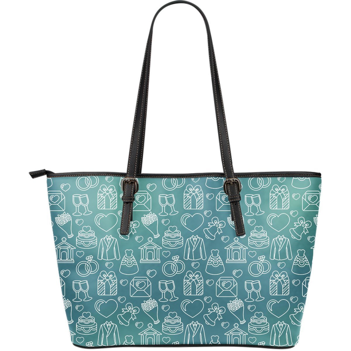 Wedding Pattern Print Leather Tote Bag-grizzshop