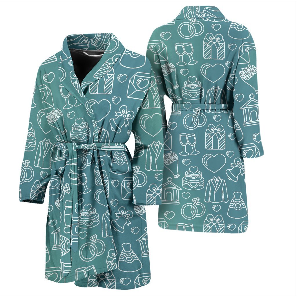 Wedding Pattern Print Men Long Robe-grizzshop