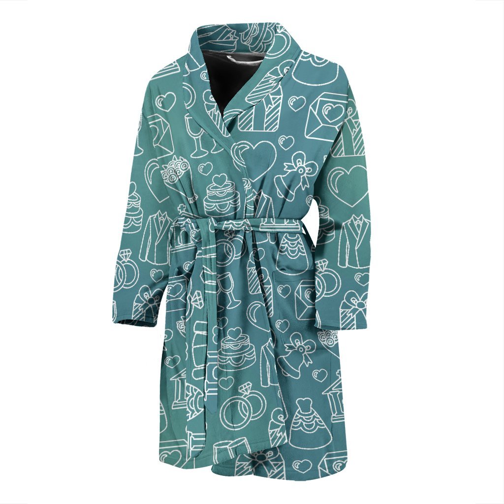 Wedding Pattern Print Men Long Robe-grizzshop
