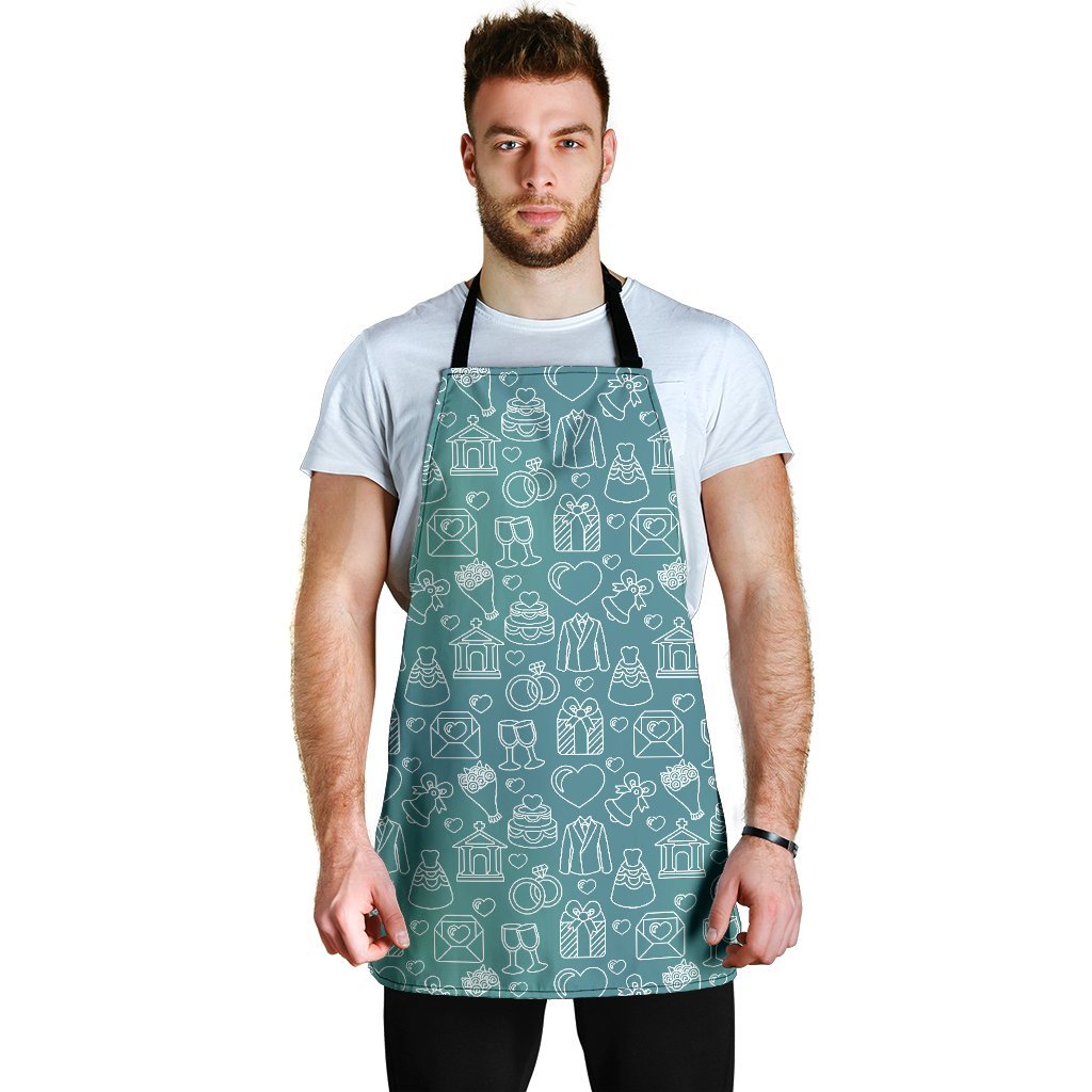 Wedding Pattern Print Men's Apron-grizzshop