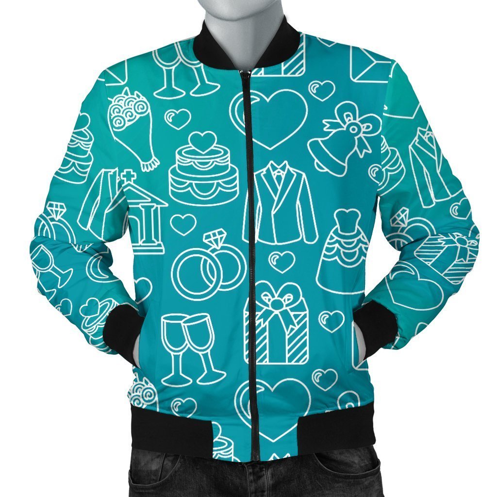 Wedding Pattern Print Men's Bomber Jacket-grizzshop