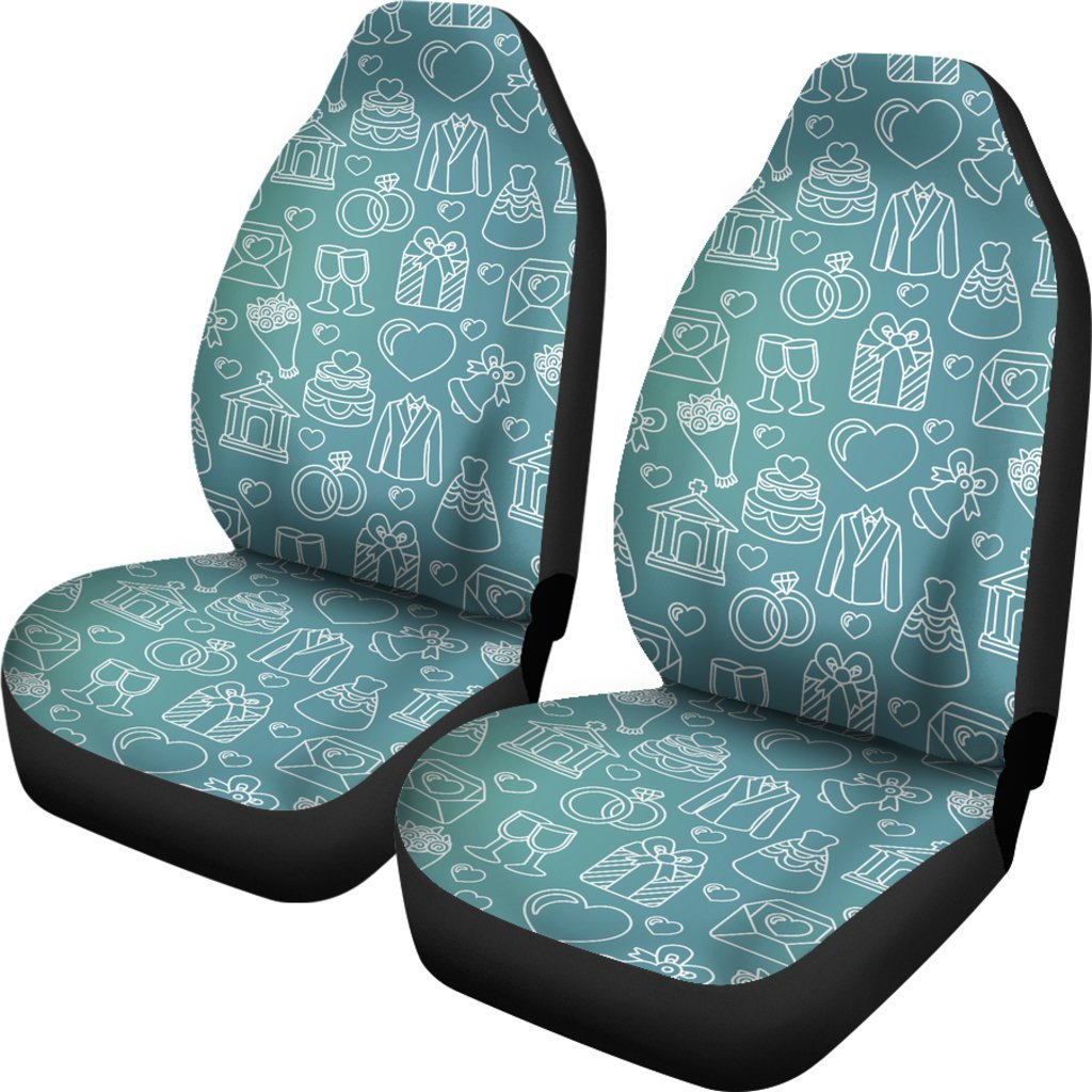 Wedding Pattern Print Universal Fit Car Seat Covers-grizzshop