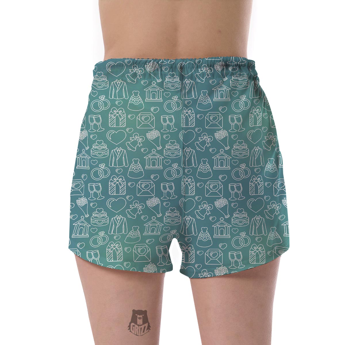 Wedding Pattern Print Women's Shorts-grizzshop