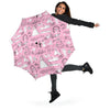 Wedding Pink Pattern Print Automatic Foldable Umbrella-grizzshop
