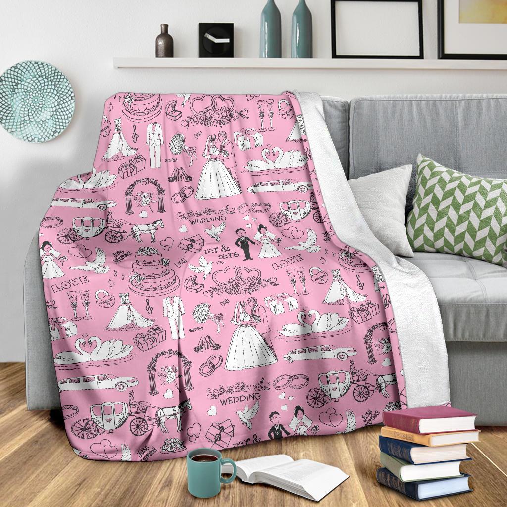 Wedding Pink Pattern Print Blanket-grizzshop