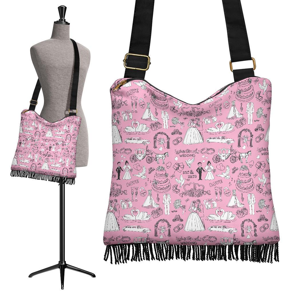 Wedding Pink Pattern Print Crossbody bags-grizzshop