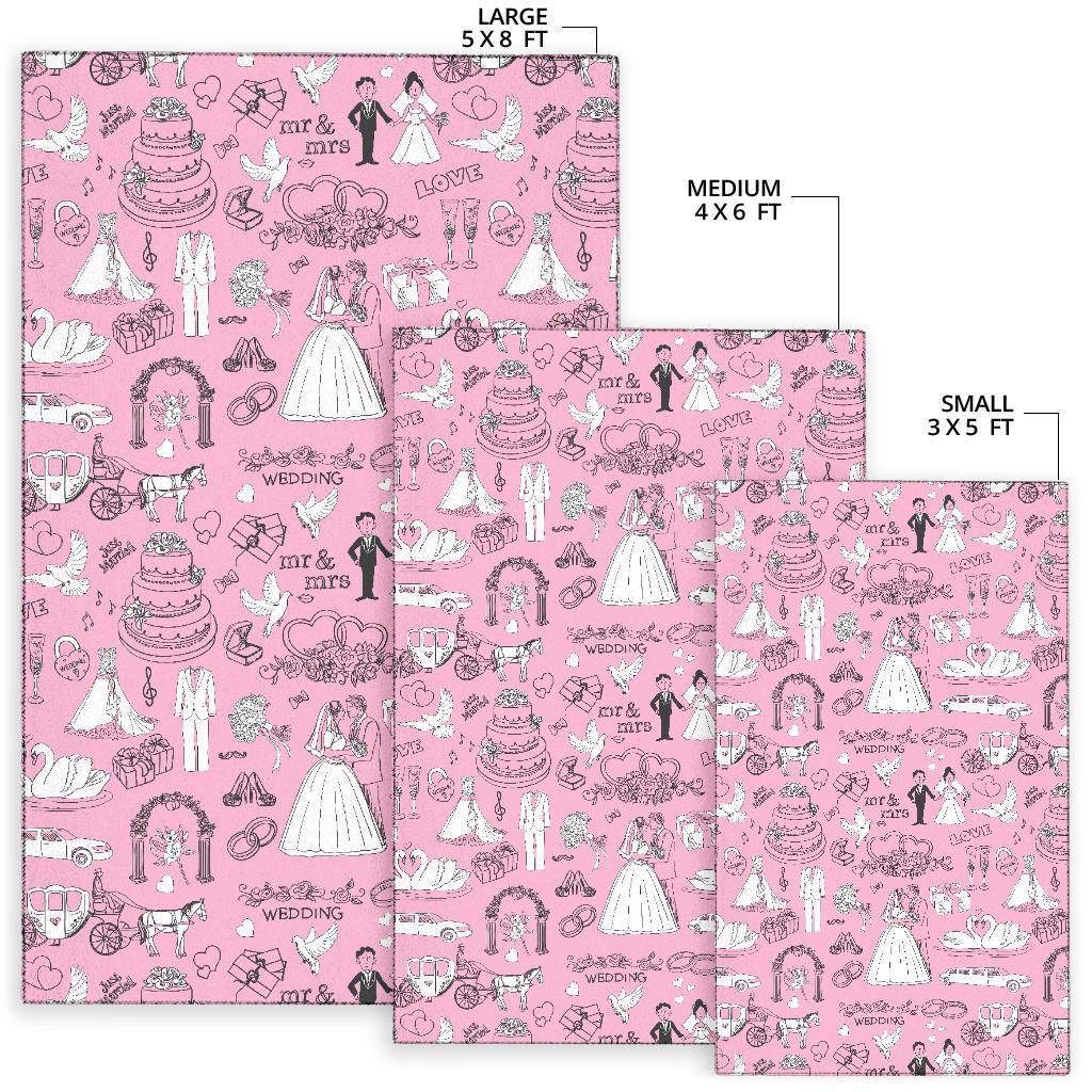 Wedding Pink Pattern Print Floor Mat-grizzshop