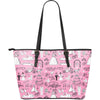 Wedding Pink Pattern Print Leather Tote Bag-grizzshop