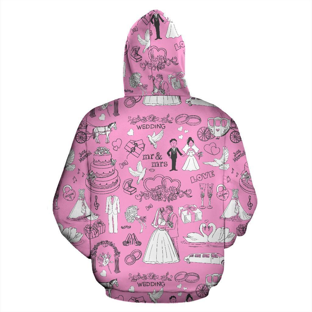 Wedding Pink Pattern Print Men Women Pullover Hoodie-grizzshop