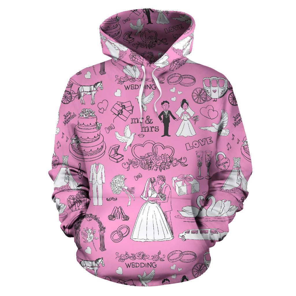 Wedding Pink Pattern Print Men Women Pullover Hoodie-grizzshop