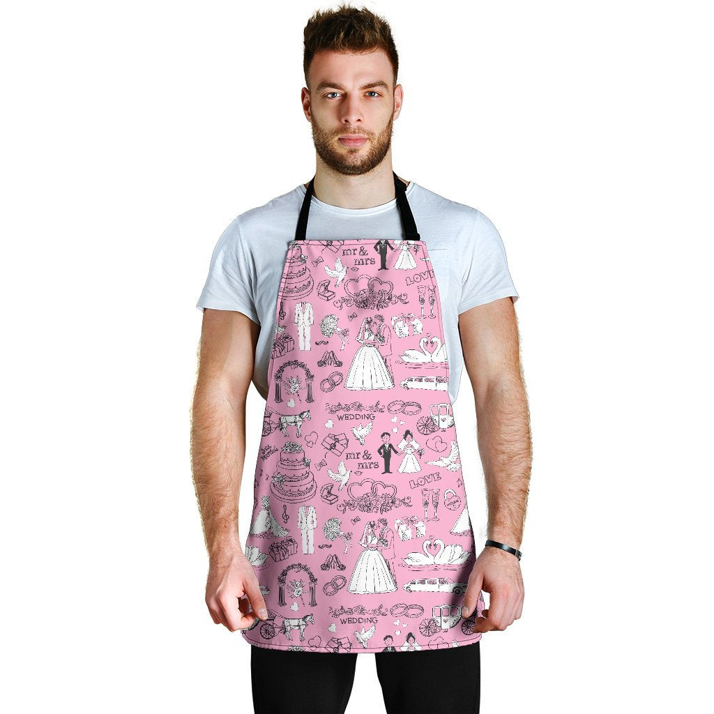 Wedding Pink Pattern Print Men's Apron-grizzshop