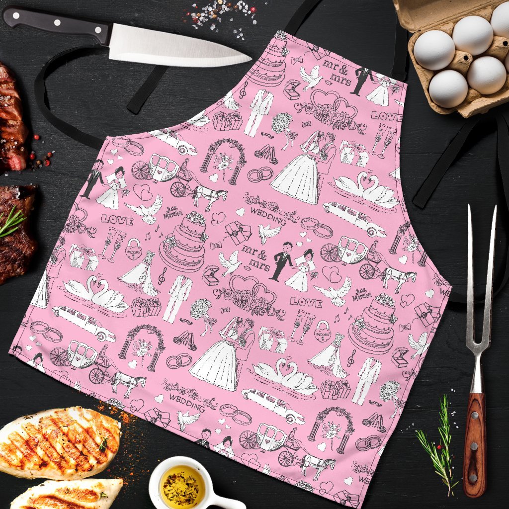 Wedding Pink Pattern Print Men's Apron-grizzshop