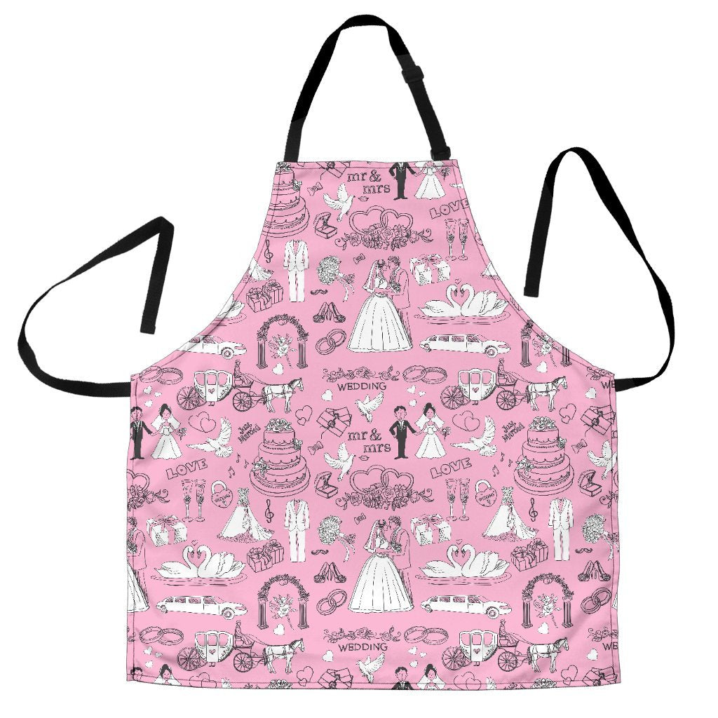 Wedding Pink Pattern Print Men's Apron-grizzshop