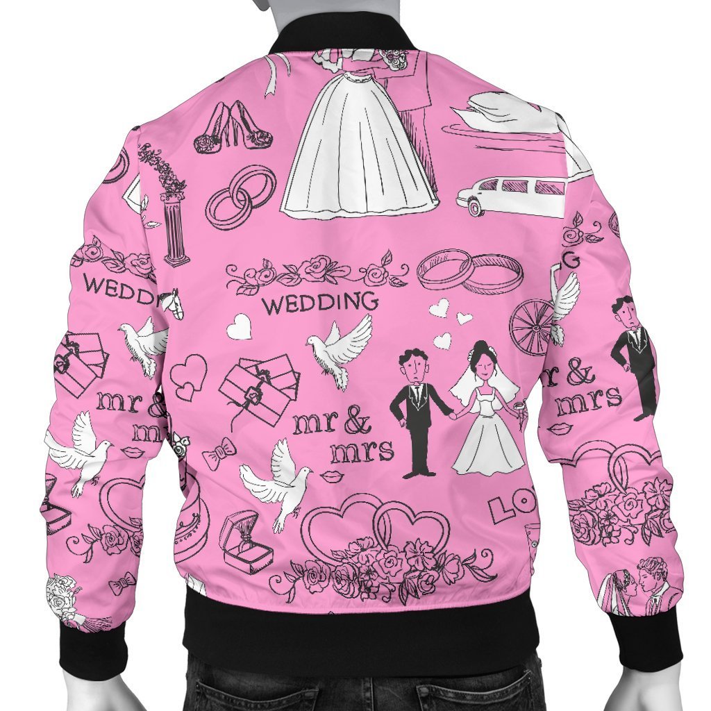 Wedding Pink Pattern Print Men's Bomber Jacket-grizzshop