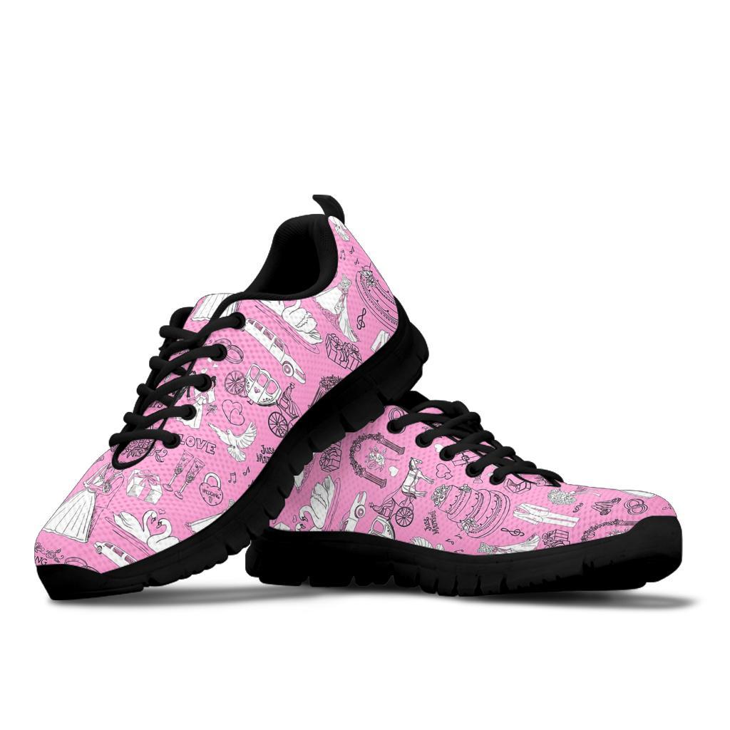 Wedding Pink Pattern Print Sneaker Shoes For Men Women-grizzshop