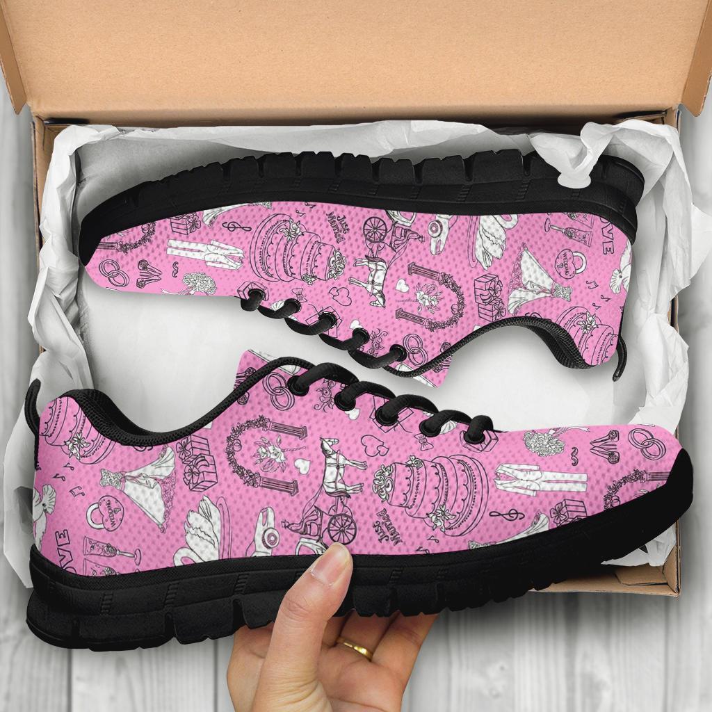 Wedding Pink Pattern Print Sneaker Shoes For Men Women-grizzshop