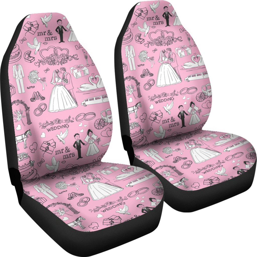 Wedding Pink Pattern Print Universal Fit Car Seat Covers-grizzshop