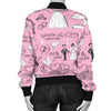 Wedding Pink Pattern Print Women Casual Bomber Jacket-grizzshop