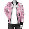 Wedding Pink Pattern Print Women Casual Bomber Jacket-grizzshop