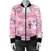 Wedding Pink Pattern Print Women Casual Bomber Jacket-grizzshop