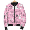 Wedding Pink Pattern Print Women Casual Bomber Jacket-grizzshop