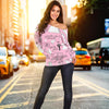 Wedding Pink Pattern Print Women Off Shoulder Sweatshirt-grizzshop