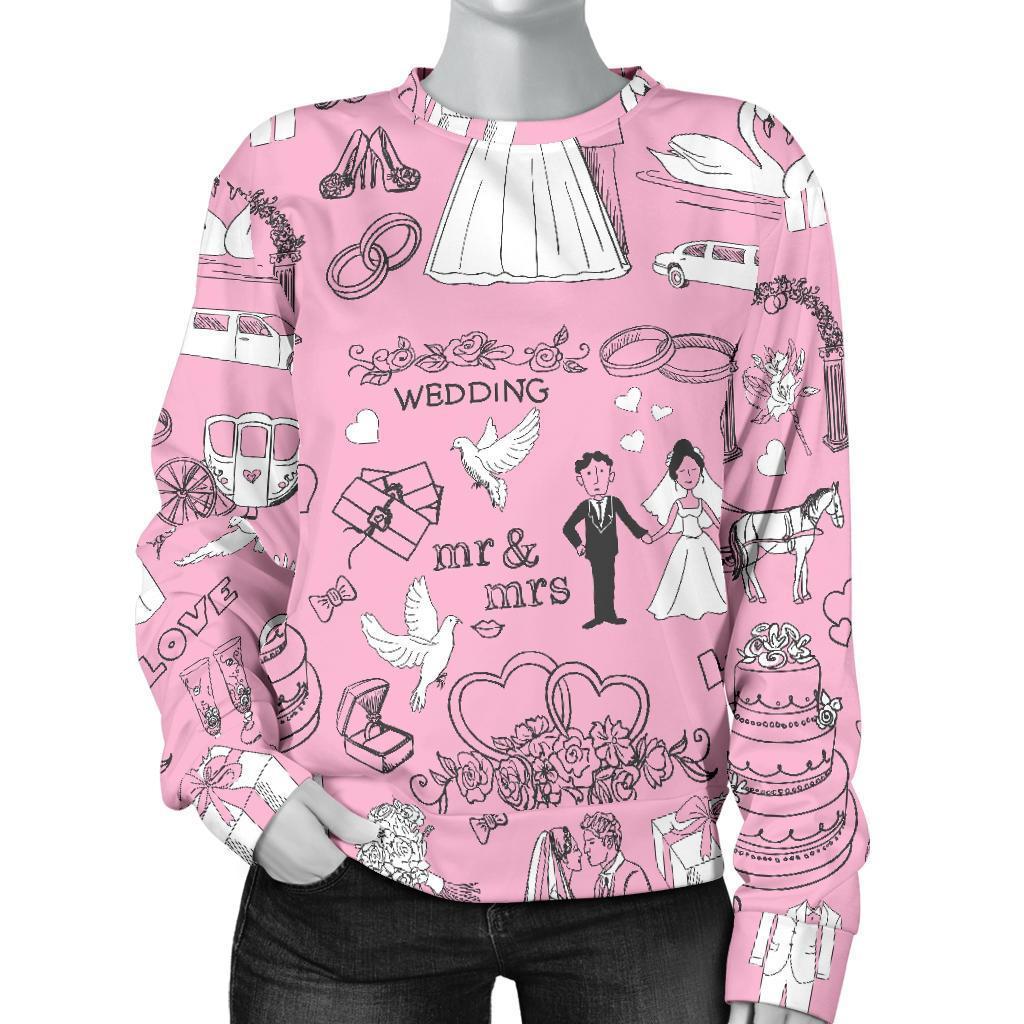 Wedding Pink Pattern Print Women's Sweatshirt-grizzshop