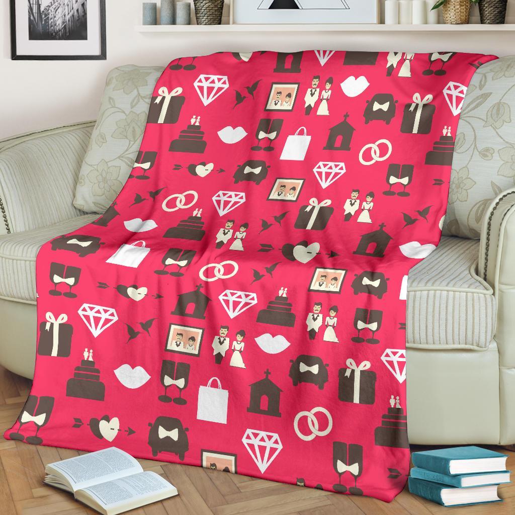 Wedding Pink Print Pattern Blanket-grizzshop