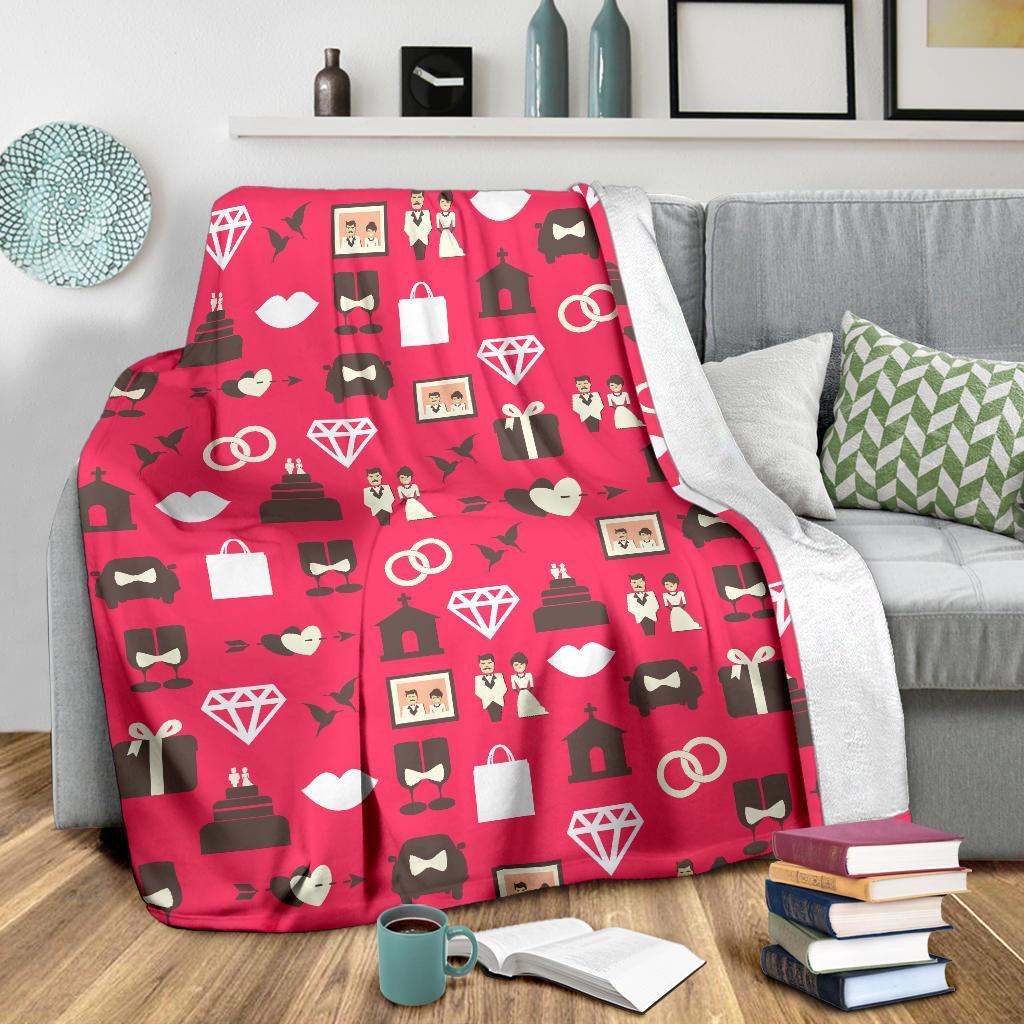 Wedding Pink Print Pattern Blanket-grizzshop