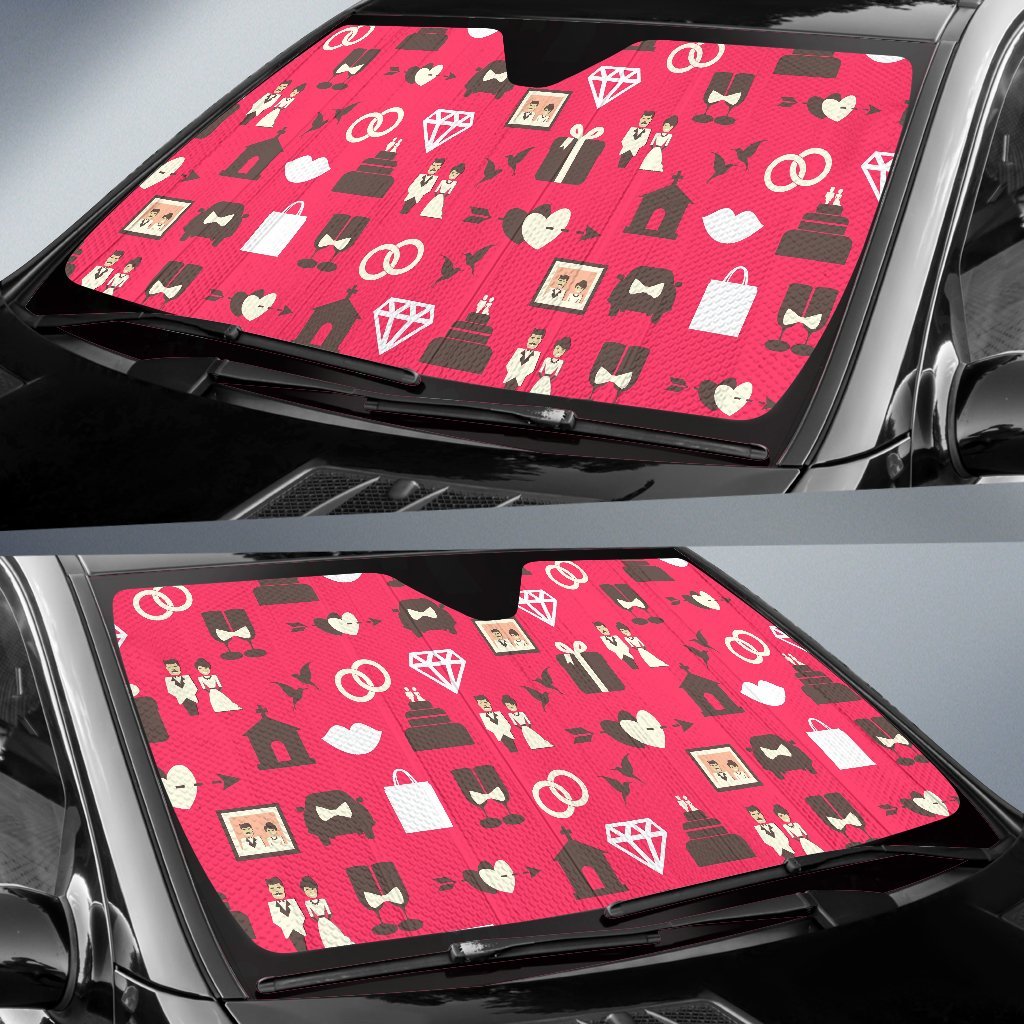 Wedding Pink Print Pattern Car Sun Shade-grizzshop