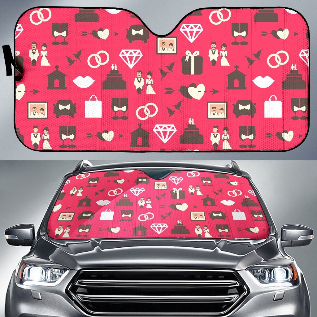 Wedding Pink Print Pattern Car Sun Shade-grizzshop