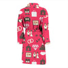 Wedding Pink Print Pattern Men Long Robe-grizzshop