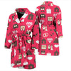 Wedding Pink Print Pattern Men Long Robe-grizzshop