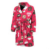 Wedding Pink Print Pattern Men Long Robe-grizzshop