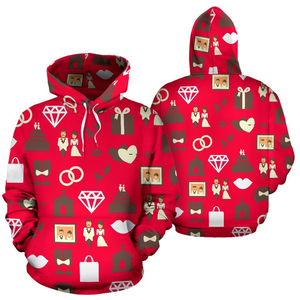 Wedding Pink Print Pattern Men Women Pullover Hoodie-grizzshop