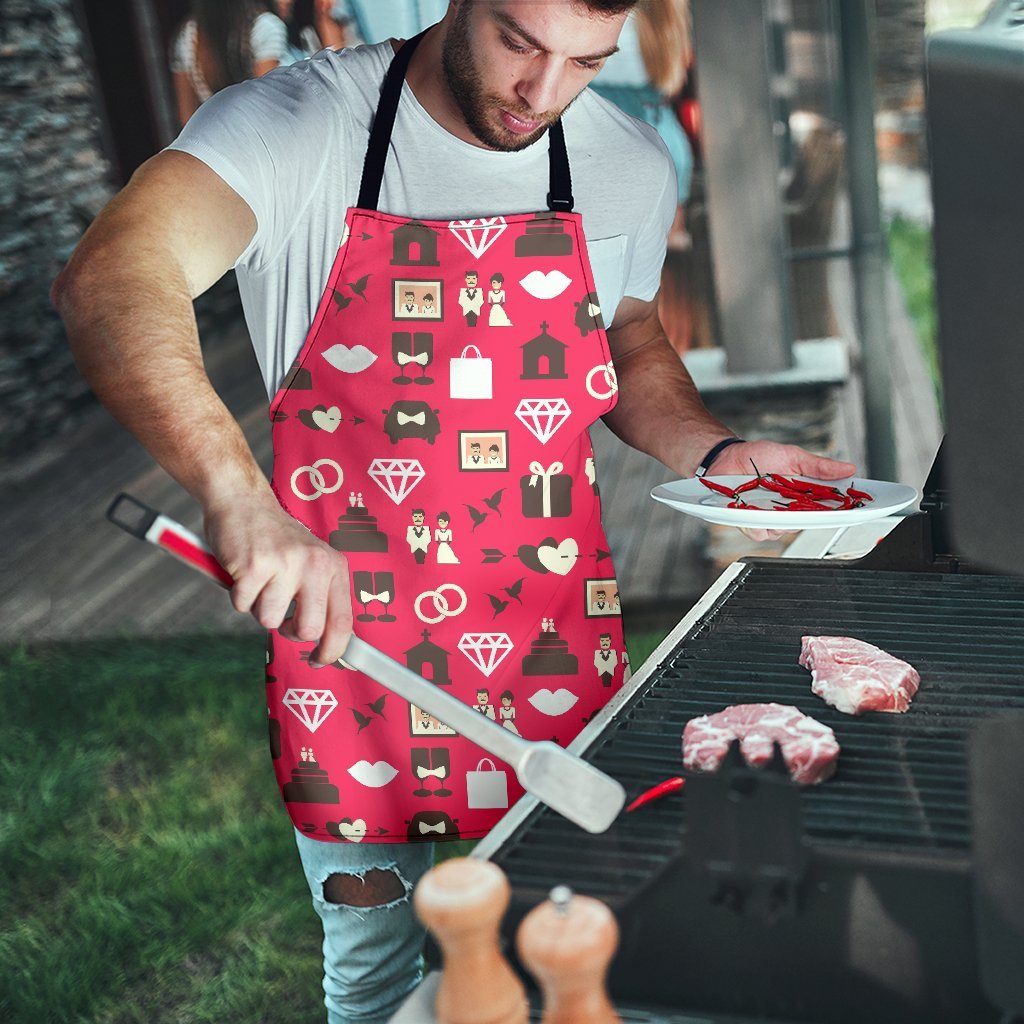Wedding Pink Print Pattern Men's Apron-grizzshop