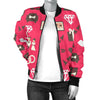 Wedding Pink Print Pattern Women Casual Bomber Jacket-grizzshop