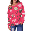 Load image into Gallery viewer, Wedding Pink Print Pattern Women Off Shoulder Sweatshirt-grizzshop