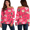 Load image into Gallery viewer, Wedding Pink Print Pattern Women Off Shoulder Sweatshirt-grizzshop