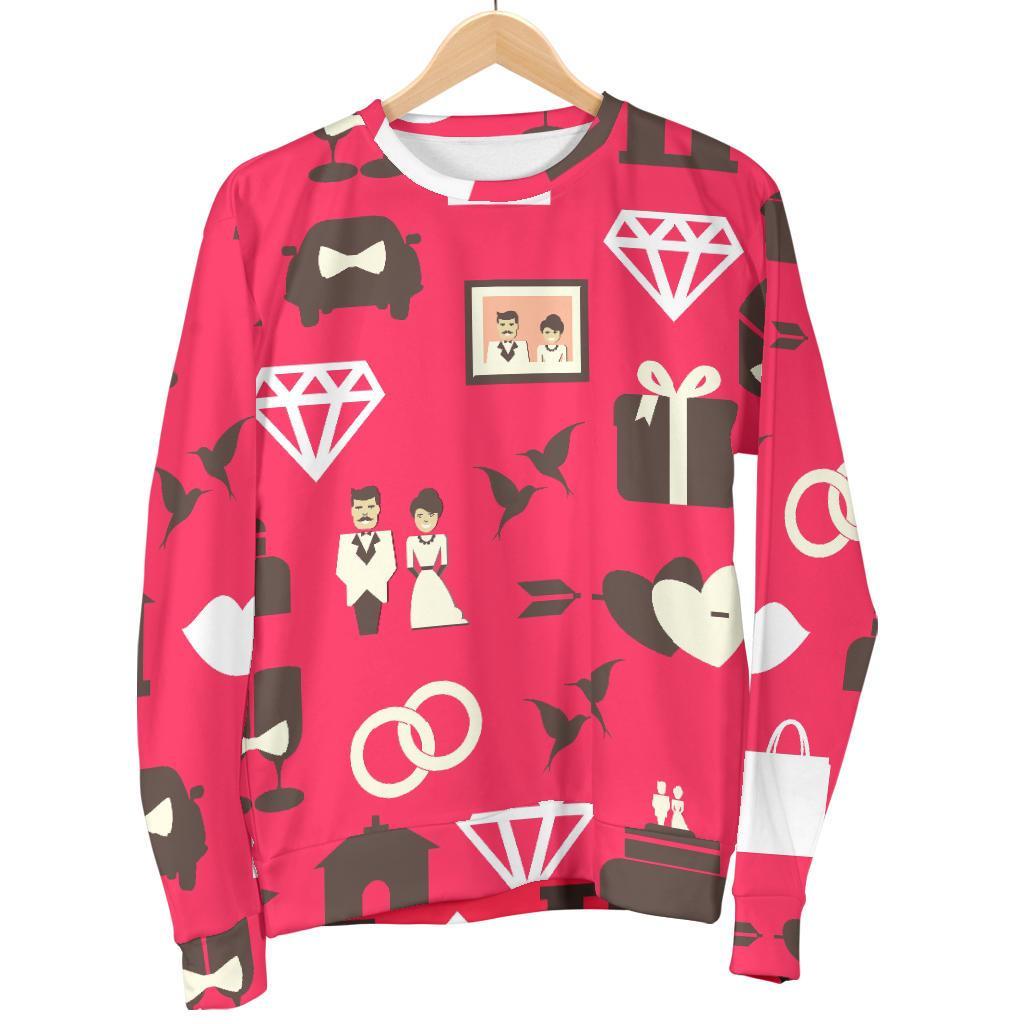 Wedding Pink Print Pattern Women's Sweatshirt-grizzshop