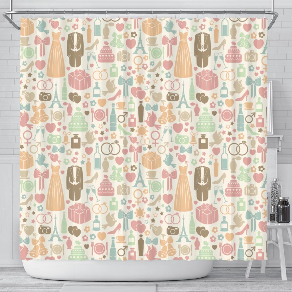 Wedding Print Pattern Bathroom Shower Curtain-grizzshop