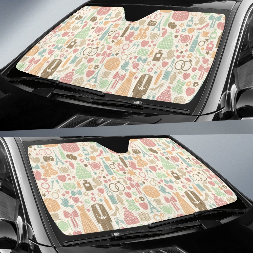 Wedding Print Pattern Car Sun Shade-grizzshop