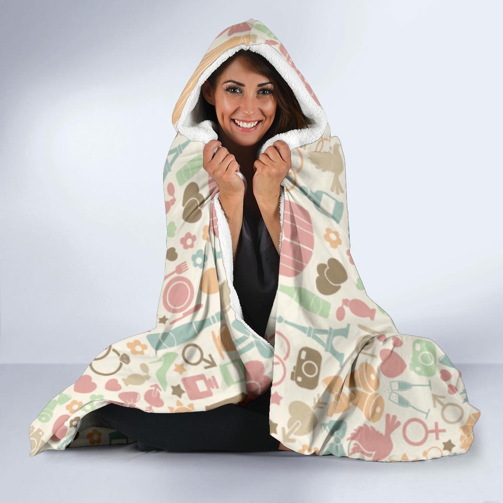 Wedding Print Pattern Hooded Blanket-grizzshop