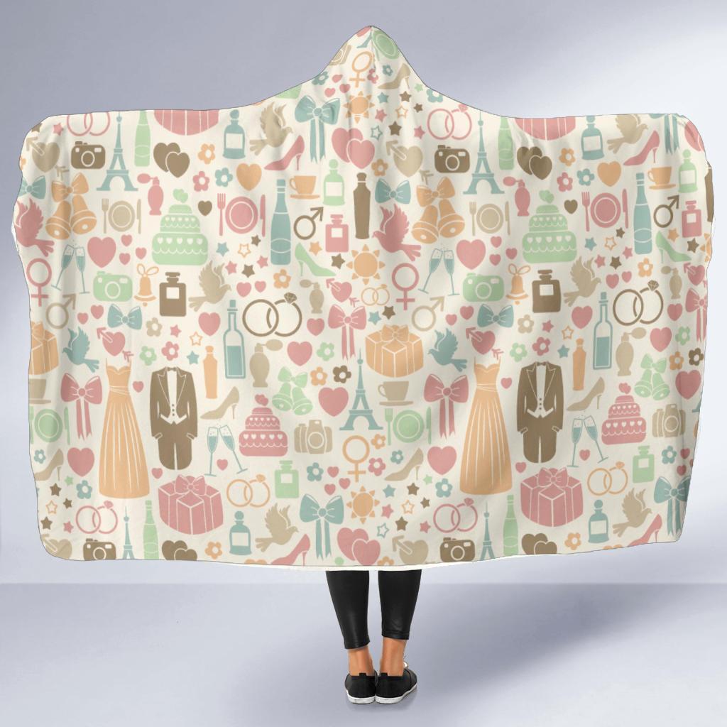 Wedding Print Pattern Hooded Blanket-grizzshop