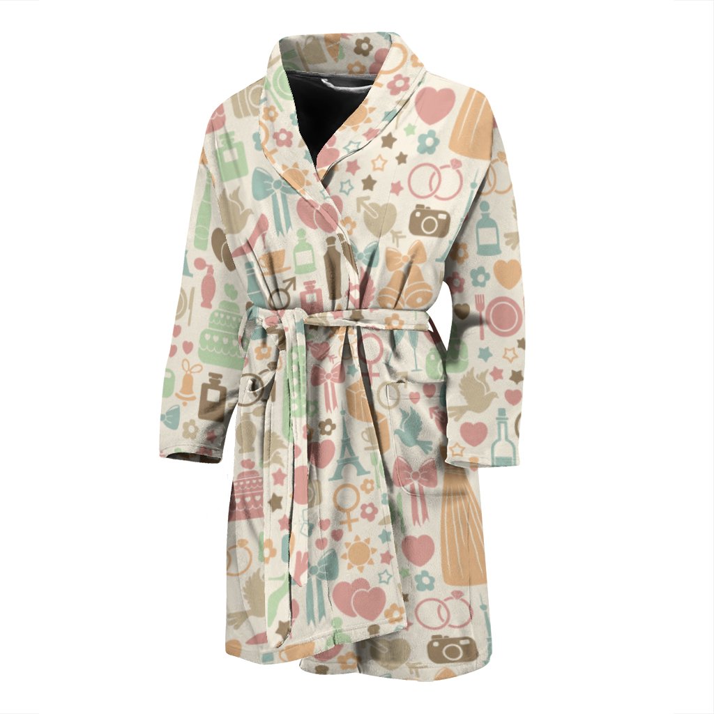 Wedding Print Pattern Men Long Robe-grizzshop