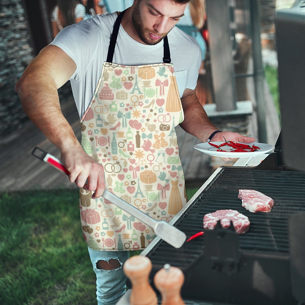 Wedding Print Pattern Men's Apron-grizzshop